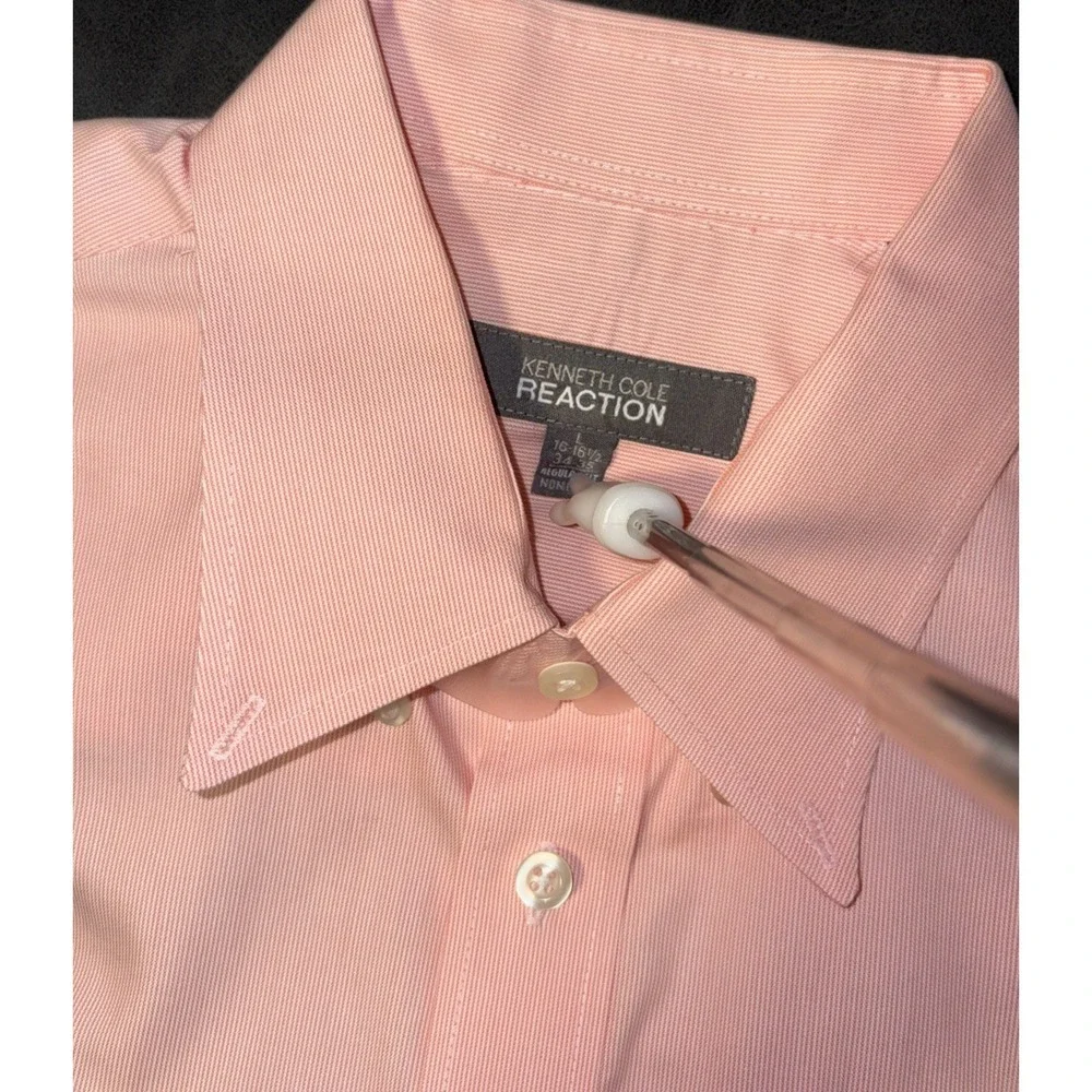 NWOT Kenneth Cole Reaction Men's Shirt Large Button-Down Pink micro strips - Picture 5 of 6